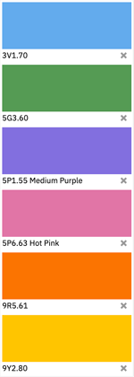 six samples under illuminant F2